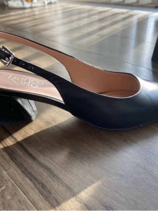 Franco Sarto Black Slingback Low Block Heel Pumps - Picture 2 of 4
